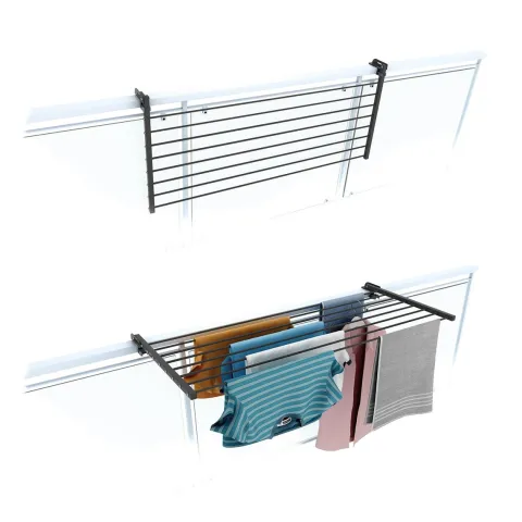 Balkon-Wäscheständer Foxydry Duo 118 cm aus Aluminium – beidseitig klappbar, wetterfest, Tragkraft 15 kg