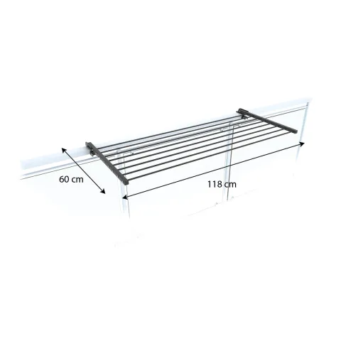 Balkon-Wäscheständer Foxydry Duo 118 cm aus Aluminium – beidseitig klappbar, wetterfest, Tragkraft 15 kg