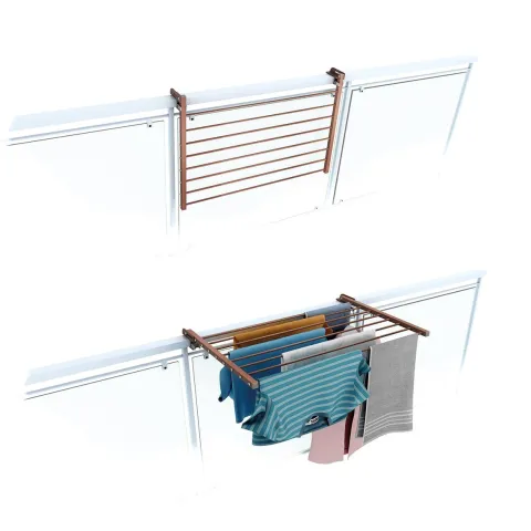 Balkon-Wäscheständer Foxydry Duo 82 cm aus Aluminium – beidseitig klappbar, wetterfest, Tragkraft 15 kg