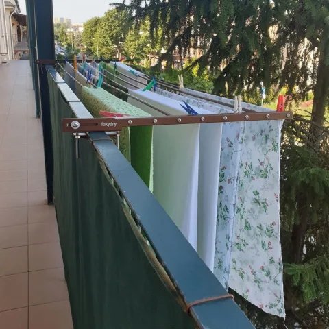 Balkon-Wäscheständer Foxydry Duo 82 cm aus Aluminium – beidseitig klappbar, wetterfest, Tragkraft 15 kg