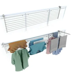 Balkon-Wäscheständer Foxydry Duo 202 cm aus Aluminium – beidseitig klappbar, wetterfest, Tragkraft 15 kg