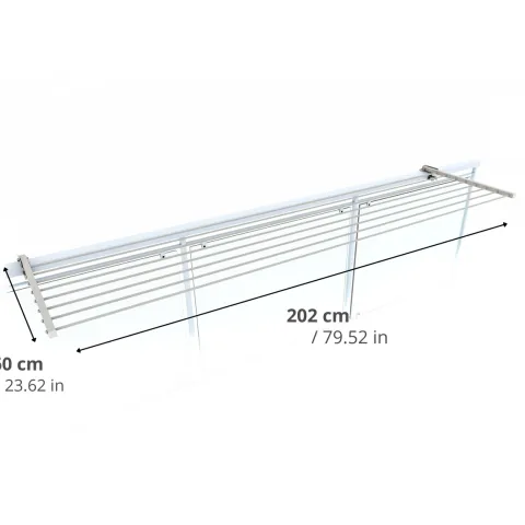 Balkon-Wäscheständer Foxydry Duo 202 cm aus Aluminium – beidseitig klappbar, wetterfest, Tragkraft 15 kg
