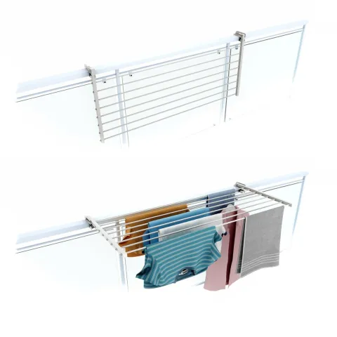 Balkon-Wäscheständer Foxydry Duo 102 cm aus Aluminium – beidseitig klappbar, wetterfest, Tragkraft 15 kg
