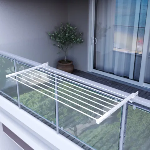 Balkon-Wäscheständer Foxydry Duo 102 cm aus Aluminium – beidseitig klappbar, wetterfest, Tragkraft 15 kg