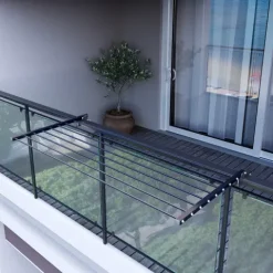 Balkon-Wäscheständer Foxydry Duo 162 cm aus Aluminium – beidseitig klappbar, wetterfest, Tragkraft 15 kg