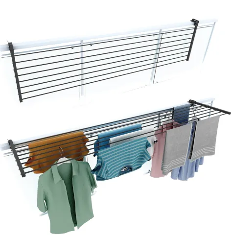 Balkon-Wäscheständer Foxydry Duo 162 cm aus Aluminium – beidseitig klappbar, wetterfest, Tragkraft 15 kg
