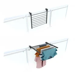 Balkon-Wäscheständer Foxydry Duo 62 cm aus Aluminium – beidseitig klappbar, wetterfest, Tragkraft 15 kg