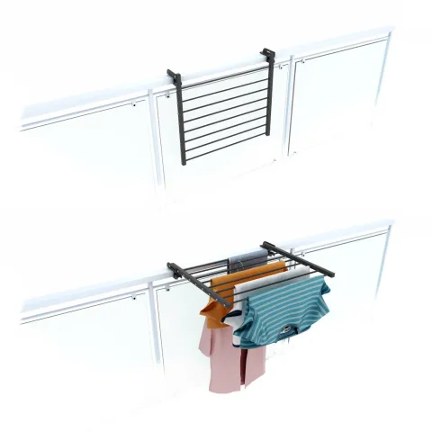 Balkon-Wäscheständer Foxydry Duo 62 cm aus Aluminium – beidseitig klappbar, wetterfest, Tragkraft 15 kg