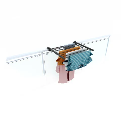 Balkon-Wäscheständer Foxydry Duo 62 cm aus Aluminium – beidseitig klappbar, wetterfest, Tragkraft 15 kg