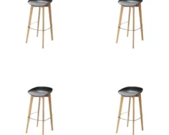 Barhocker Veba Keeve 88 x 47 x 53 cm Holz schwarz niedrig