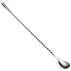 Barlöffel Gedreht Teardrop mit Metallknauf (31 cm) - Edelstahl | Für Cocktails & Longdrinks