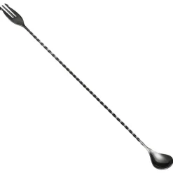 Barlöffel mit Gabel - POSEIDON, 40cm, Edelstahl, GMB, Gunmetal black