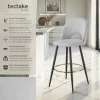 Barstuhl tectake Sachel 49 x 58 x 110 cm, Belastbarkeit 120 kg in Samtoptik, gepolstert hellgrau/schwarz