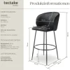 Barstuhl tectake Luana 51 x 60 x 106 cm, Belastbarkeit 120 kg in Samtoptik, gepolstert schwarz/schwarz
