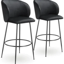 Barstuhl tectake Luana 51 x 60 x 106 cm, Belastbarkeit 120 kg in Samtoptik, gepolstert schwarz/schwarz