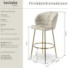 Barstuhl tectake Luana 51 x 60 x 106 cm, Belastbarkeit 120 kg in Samtoptik, gepolstert creme/gold