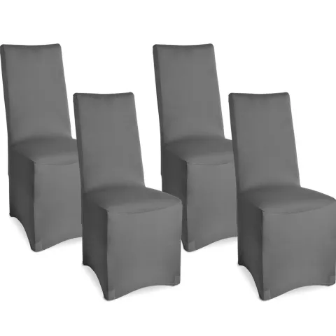 Beautissu Leona Stuhlhusse 95x45cm Anthrazit Stretch Bankett (4tlg)