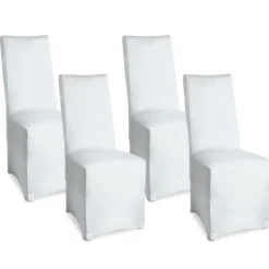 Beautissu Leona Stuhlhusse 95x45cm Weiß Stretch Bankett (4tlg)