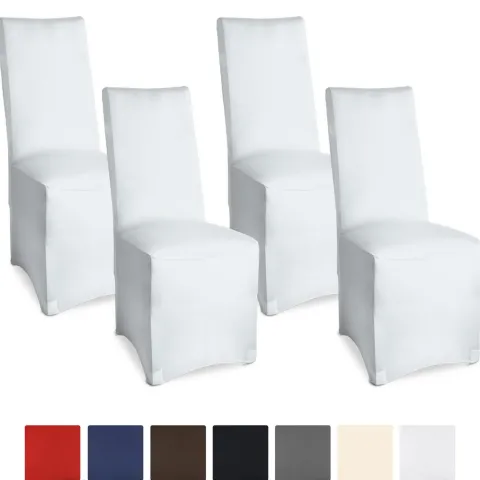 Beautissu Leona Stuhlhusse 95x45cm Weiß Stretch Bankett (4tlg)
