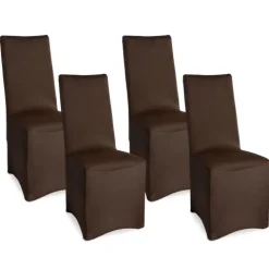 Beautissu Leona Stuhlhusse 95x45cm Braun Stretch Bankett (4tlg)