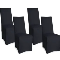Beautissu Leona Stuhlhusse 95x45cm Schwarz Stretch Bankett (4tlg)