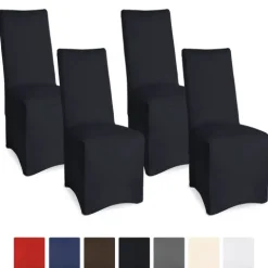 Beautissu Leona Stuhlhusse 95x45cm Schwarz Stretch Bankett (4tlg)