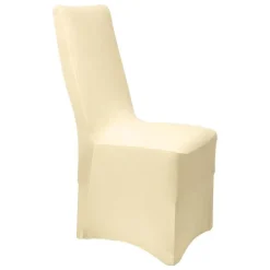 Beautissu Leona Stuhlhusse 95x45cm Creme Stretch Bankett