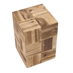 Beistelltisch Cubes Teak Massivholz naturfarben