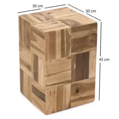 Beistelltisch Cubes Teak Massivholz naturfarben
