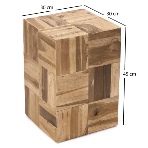 Beistelltisch Cubes Teak Massivholz naturfarben