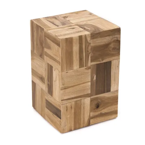 Beistelltisch Cubes Teak Massivholz naturfarben