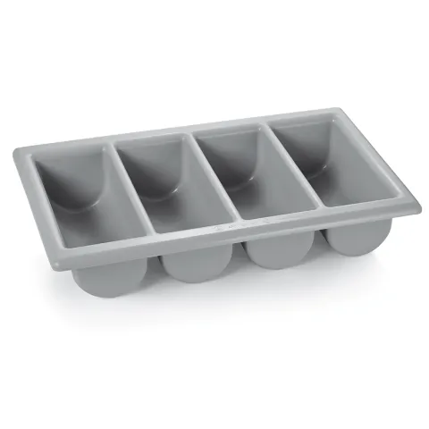 Besteckkasten, Besteckeinsatz, Besteckbox - (53 x 32,5 x 10cm): 4 Fächer, stapelbar & robust - ideal für Restaurants & Bars