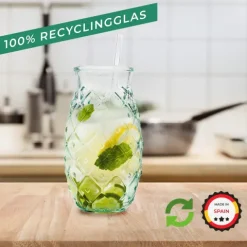 BigDean® Trinkgläser im Ananas-Design 700ml [4er Set] aus 100% Recyclingglas | Partygläser für Longdrinks · Cocktails · Softdrinks & Wasser | umweltbewusst · spülmaschinenfest · langlebig