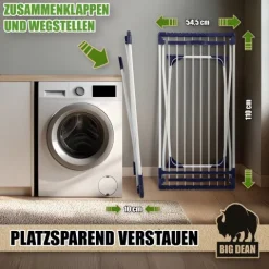 BigDean Wäscheständer ausziehbar 20m - Wäscheständer XXL - Wäscheständer weiß – Wäscheständer stabil