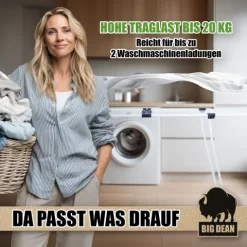 BigDean Wäscheständer ausziehbar 20m - Wäscheständer XXL - Wäscheständer weiß – Wäscheständer stabil