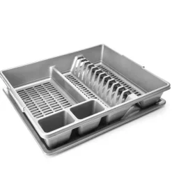 BigDean Abtropfgestell Geschirr Abtropfgitter Schale grau 48x39x9,5cm (LxBxH) Geschirrkorb Abtropfkorb für Spüle - aus bruchsicherem Kunststoff Made in Europe