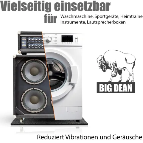 BigDean Antivibrationsmatte 60x60 cm – zuschneidbare Gummimatte Made in Germany – Dämmmatte 0,6cm Höhe für unterschiedliche Geräte & Räume geeignet