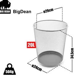 BigDean Papierkorb Mülleimer Büro silber 20L Draht – vielseitiger Mülleimer