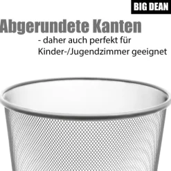 BigDean 4 Stück Papierkorb Mülleimer Büro silber 20L Draht – vielseitiger Mülleimer