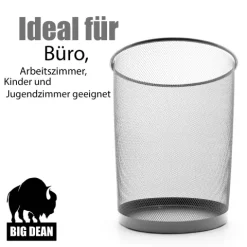 BigDean 4 Stück Papierkorb Mülleimer Büro silber 20L Draht – vielseitiger Mülleimer