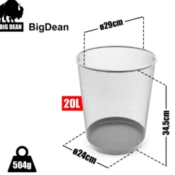 BigDean 2 Stück Papierkorb Mülleimer Büro silber 20L Draht – vielseitiger Mülleimer