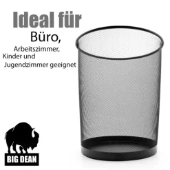 BigDean 2 Stück Papierkorb Mülleimer schwarz 20L Draht - Mülleimer Büro - hochwertiger Papiereimer für Zuhause & Büro