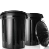 BigDean 2 Stück wetterfeste Universaltonne mit Deckel Schwarz und 2 Tragegriffen + Clip Verschluss auch als Mülltonne – Regentonne und Futtertonne geeignet für Indoor + Outdoor geeignet