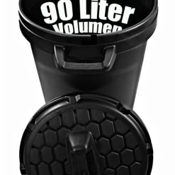 BigDean Universal Allzwecktonne Mülltonne 90 Liter Tonne XL Universaltonne Universaleimer schwarz mit Deckel Plastiktonne Regenfass Wassertonne Regenauffangbehälter