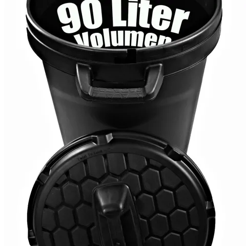 BigDean Universal Allzwecktonne Mülltonne 90 Liter Tonne XL Universaltonne Universaleimer schwarz mit Deckel Plastiktonne Regenfass Wassertonne Regenauffangbehälter