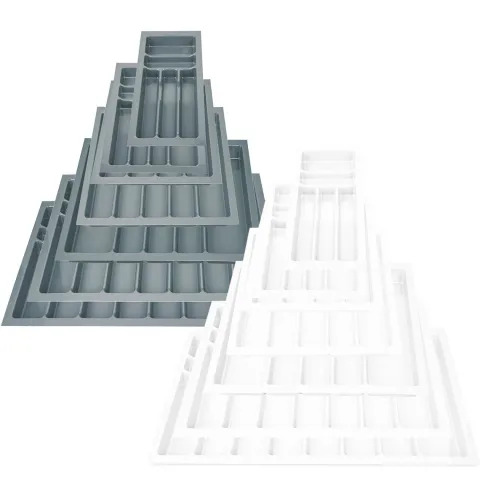 BigDean Universal Besteckeinsatz für Schubladen 40 cm - Zuschneidbar - 330x490mm - Schubladeneinsatz aus Kunststoff, Besteckkasten weiß, Made in Europe