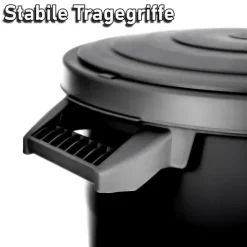 BigDean wetterfeste Universaltonne mit Deckel und 2 stabilen Tragegriffen 80 Liter SCHWARZ - Regentonne Mülleimer - Indoor und Outdoor geeignet - Made in Europe