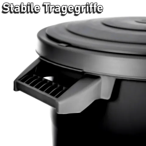 BigDean wetterfeste Universaltonne mit Deckel und 2 stabilen Tragegriffen 80 Liter SCHWARZ - Regentonne Mülleimer - Indoor und Outdoor geeignet - Made in Europe