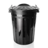 BigDean wetterfeste Universaltonne mit Deckel Schwarz und 2 Tragegriffen + Clip Verschluss auch als Mülltonne – Regentonne und Futtertonne geeignet für Indoor + Outdoor geeignet - Made in Europe