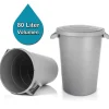 BigDean wetterfeste Universaltonne mit Deckel und 2 stabilen Tragegriffen 80 Liter GRAU - Regentonne Mülleimer - Indoor und Outdoor geeignet - Made in Europe